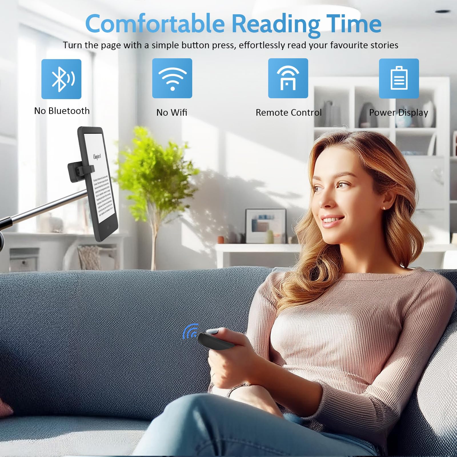 TiMOVO Télécommande Tourne-Pages pour Kindle Paperwhite Oasis Kobo eReaders,Clicker Tourne-Pages avec Dragonne et Écran d'alimentation pour iPhone iPad Android Tablet, Camera Video Remote Trigger-Noir