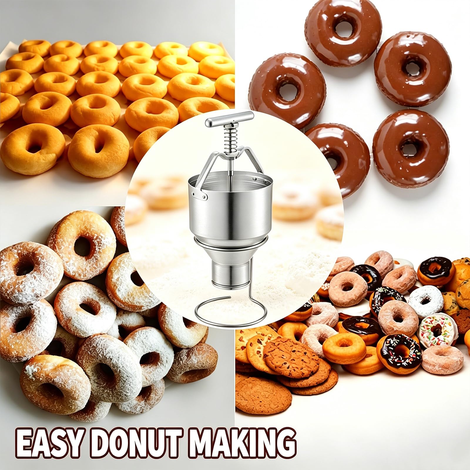 Dosificador Manual De 3 Litros Para Donas, Gotero Manual Con Grosor Ajustable Y Soporte Para Cocina, Tolva Dispensadora De Masa Con Émbolo, 6 Grosores Ajustables, Fácil De Usar, Comercial,