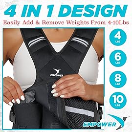 Empower Weighted Walking Vest for Women - Strengthen Muscles, Boost Bone Health, and Burn More Calories, 10lb Adjustable Weighted Vest, 4-in-1 with Removable Weights (4lbs, 6lbs, 8lbs or 10lbs) with Mesh Phone Storage Pocket