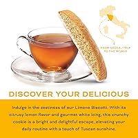 Vista 4 de Nonni's Limone Galletas de Biscotti de Limón con Glaseado – Aperitivo Italiano para la Hora del Té envuelto individualmente, crujiente horneado dos