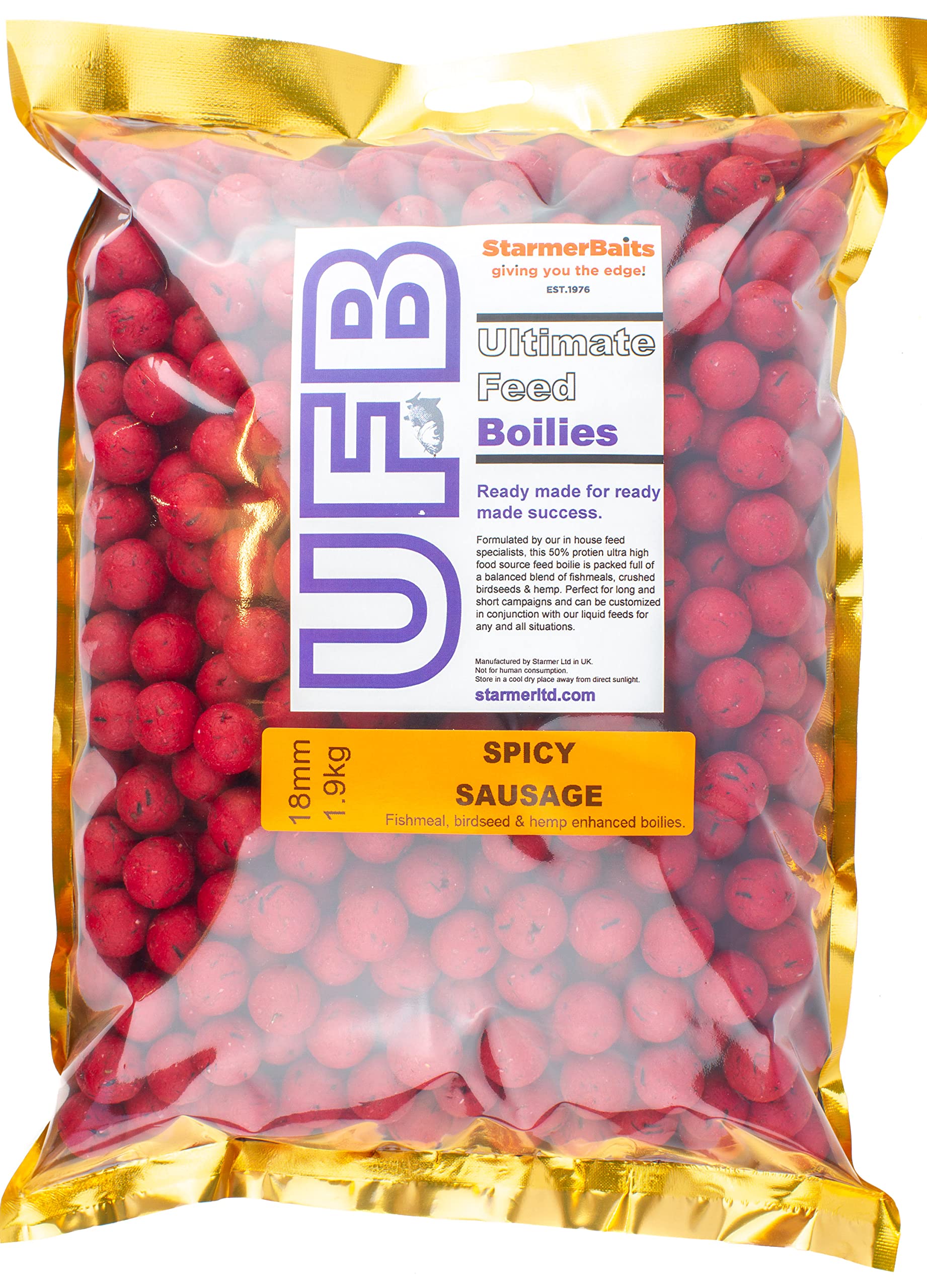 starmerbaits Ultimate feed boilies / 18mm / 1.9kg / Spicy sausage