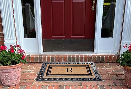 Miniatura 6 de A1HC - Tapete para puerta de entrada con monograma de fibra de coco natural, duradero, grande, antideslizante, felpudo resistente, para puerta