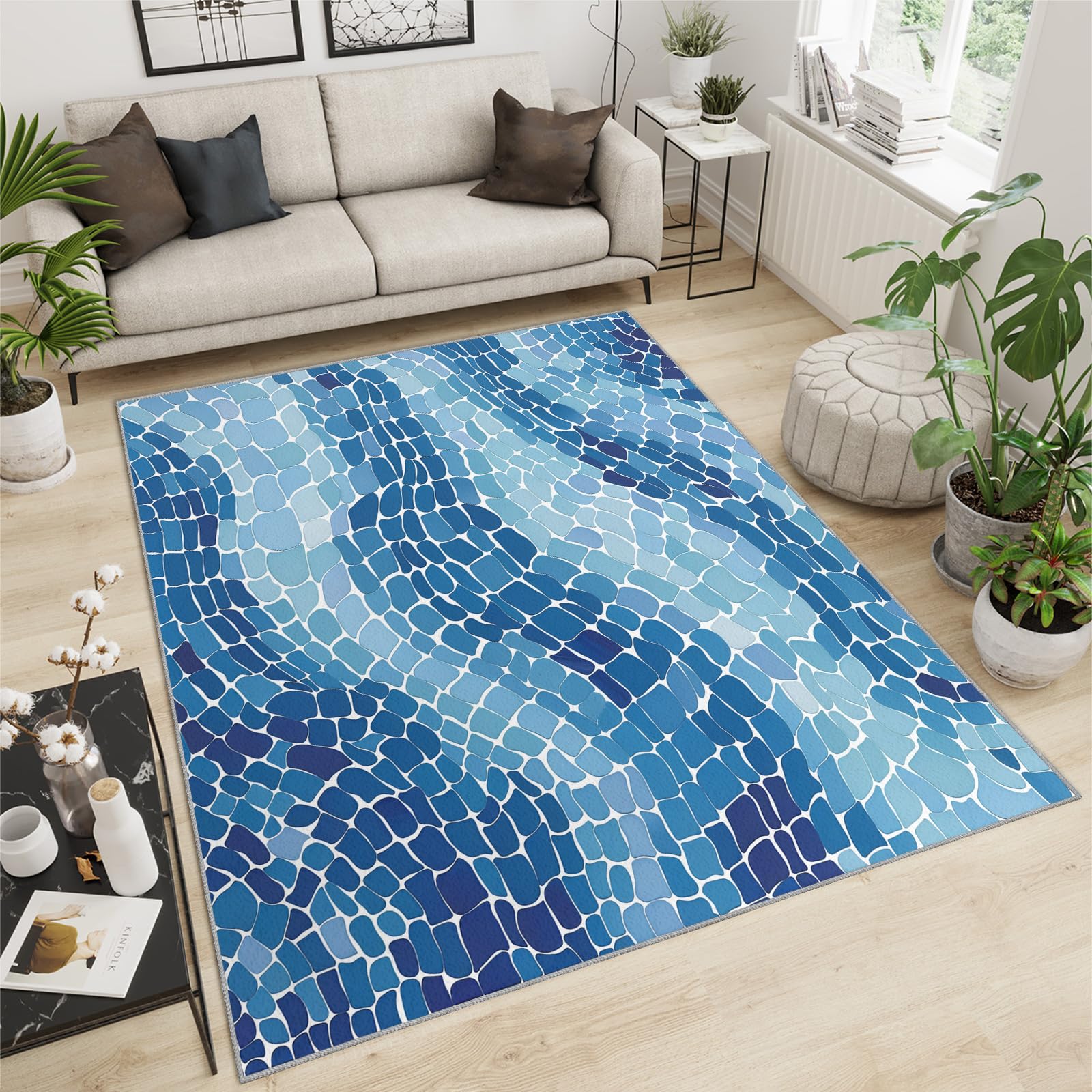 Amazon.com: Gradient Blue Rug 4x7 Area Rug,Modern Geometric