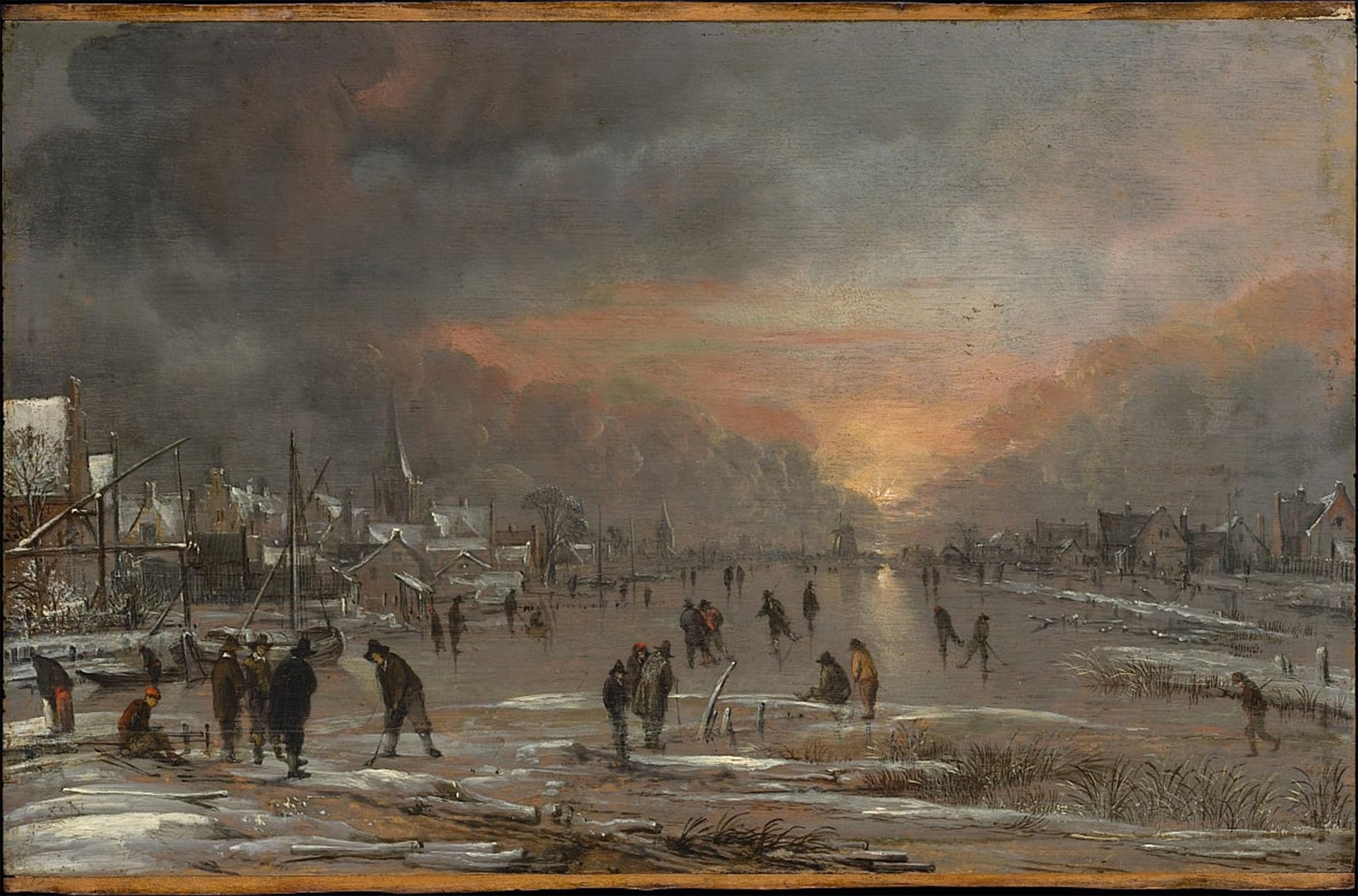ARTXLXXBN Famous Prints Artwork Pictures Poster Painting Art Sports on a River by Aert Van Der Neer Artwork Landscape Pictures for Home Decor 60x90cm