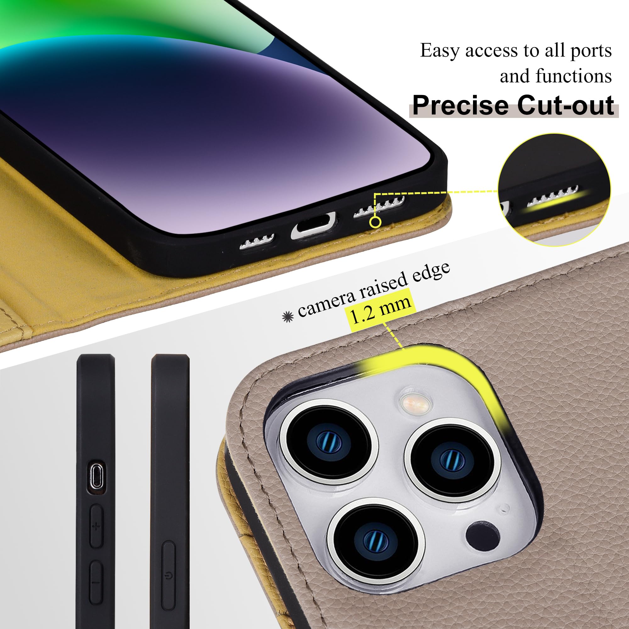 VISOUL Lederhülle Für IPhone 15 Pro Max – Mit Kartenslots, Ständer & Magnetverschluss VISOUL Lederhülle Für IPhone 15 Pro Max – Mit Kartenslots, Ständer & Magnetverschluss