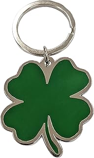 Ireland Heritage Shamrock Luck of the Irish Four Leaf Clover - 1.75 inch Metal Keychain with Keyring