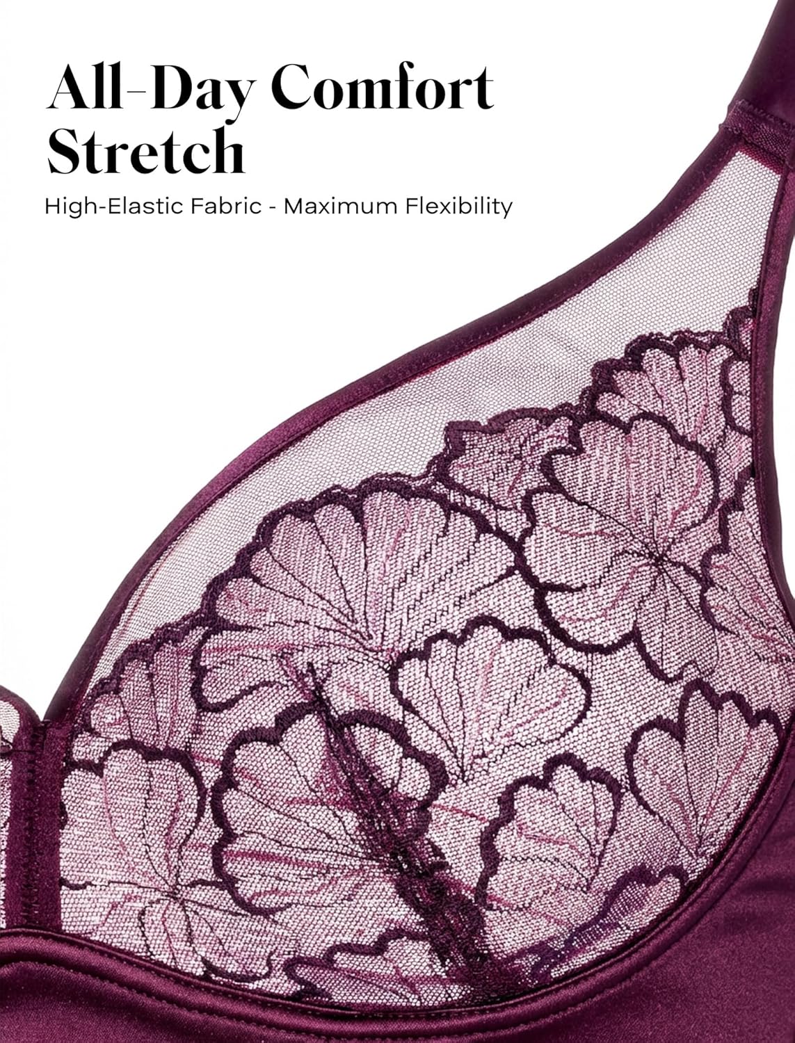 COMFELIE Wireless Lace Bras Seamless Everyday Bra Sexy Comfy Unlined Bralette - Image 2