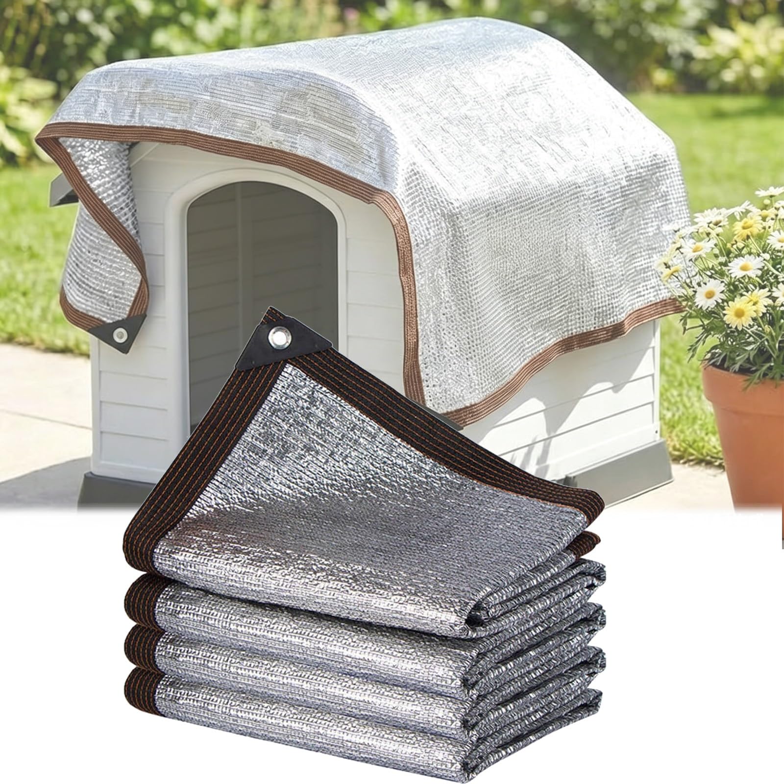 99% Reflective Aluminum Foil Sun Shade Cloth Permeable Outdoor Cover With Grommets Mesh Silver Tarps Aluminum Sun Shade Net Cover For Roof Balcony Courtyard Carport Window(20x20FT)