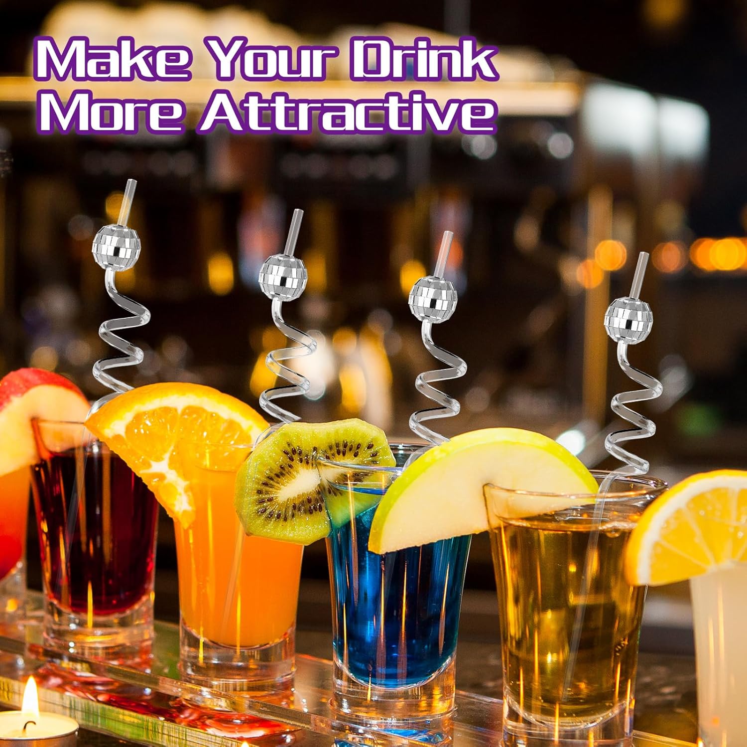 40 Pieces Disco Ball Straws 70s Mirror Disco Decorative Silver Straws Mini Disco Straw Decor Disco Party Decorations for Dance Holiday Wedding Birthday Supplies