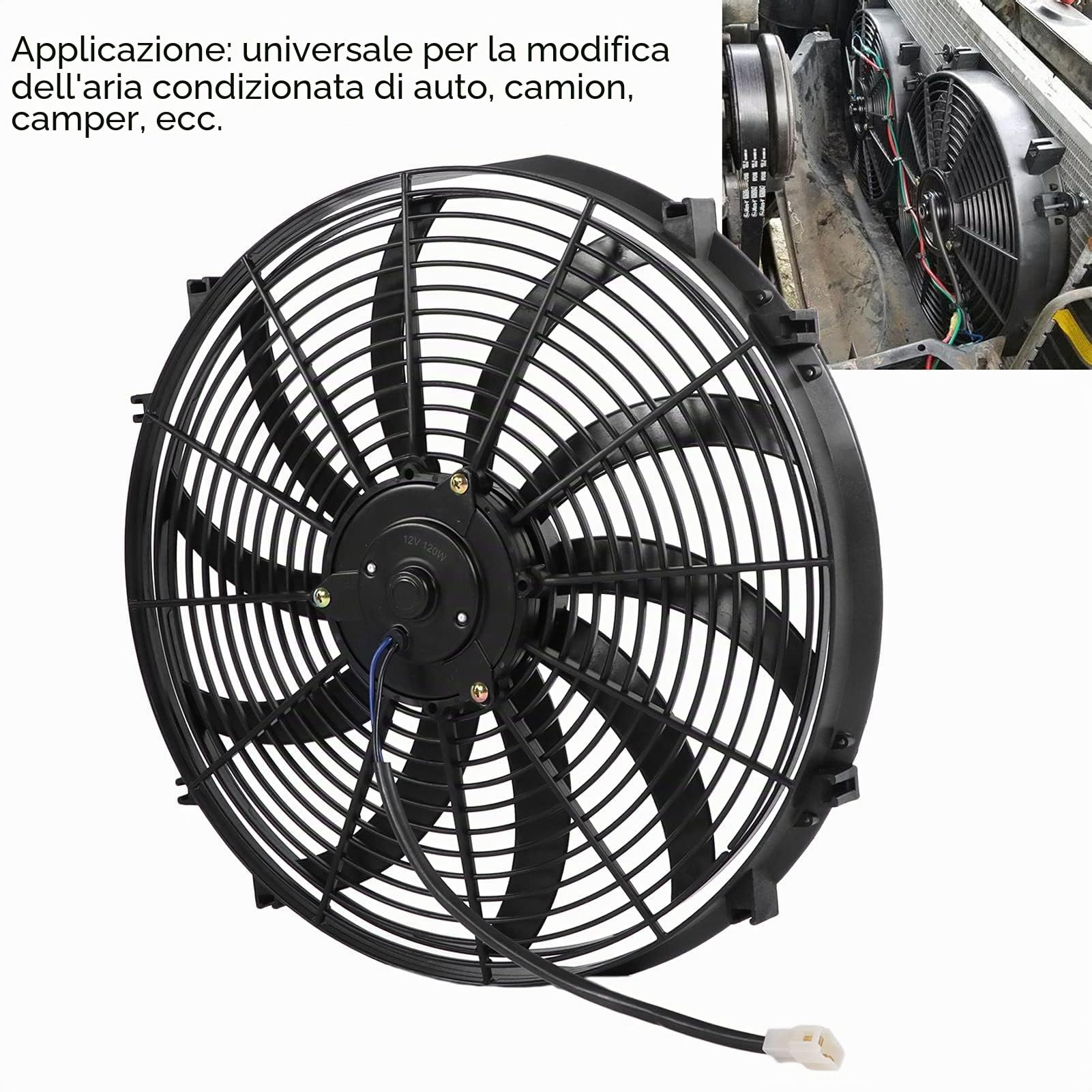 Ventola per Radiatore, Ventola di Raffreddamento per Auto 16 Pollici Ventola Elettrica Ventola Motore Ventola Elettrica Sottile Ventola Aggiuntiva con Kit di Montaggio per