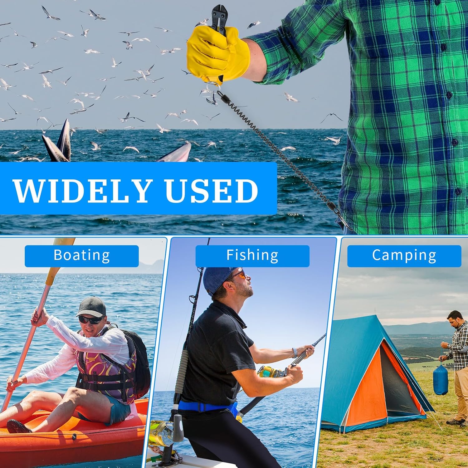 Heavy Duty Retractable Coiled Lanyard with Key Ring and Lobster Clasp - 4pcs Lanyard Set for Keys, Wallet, Cellphone - Black - Image 7