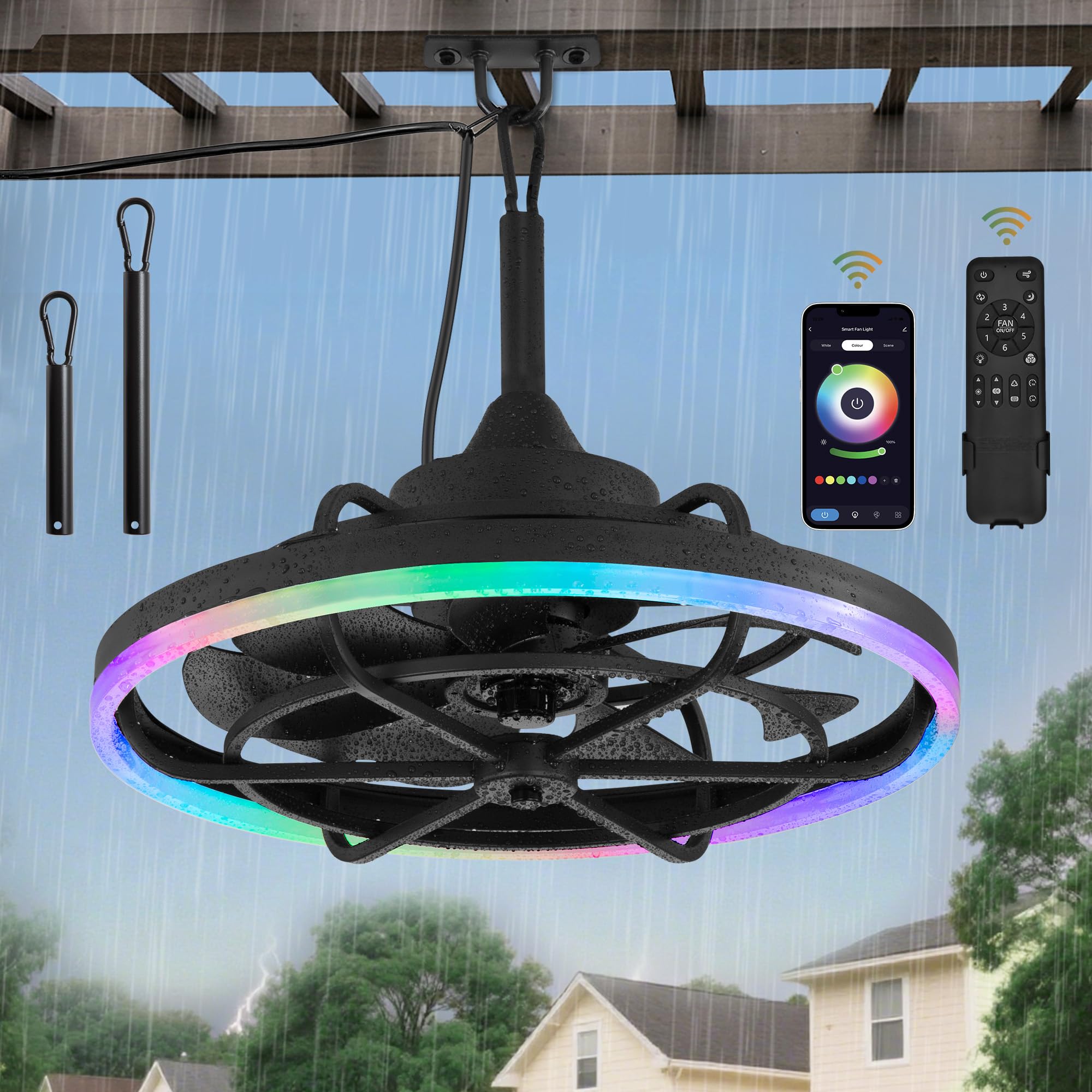 Fanbulous 20' Outdoor RGB Ceiling Fan with Lights