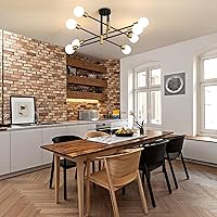 Vista 9 de Biewalk Sputnik Lámpara de Araña Moderna de Mediados de Siglo Nórdica Luz Colgante 8 Luces Luminaria de Techo Negra para Sala de Estar, Cocina