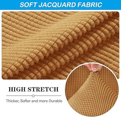 Miniatura 10 de OBCREAT Fundas otomanas, funda otomana de jacquard elástico, suave y gruesa, plegable, funda de almacenamiento rectangular para reposapiés con parte