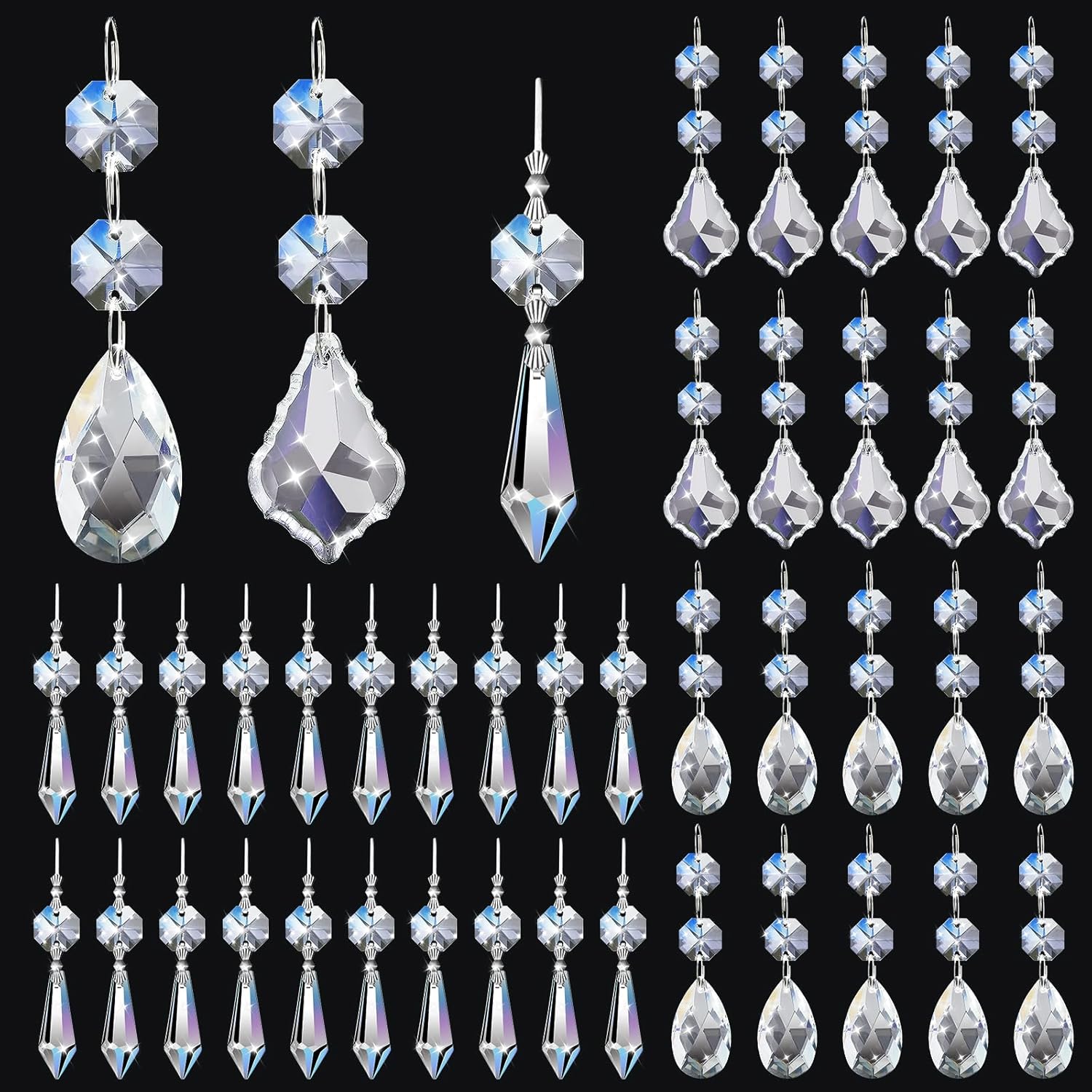 Aemygo 40 Pack Chandelier Crystal Replacement Set, 38 mm