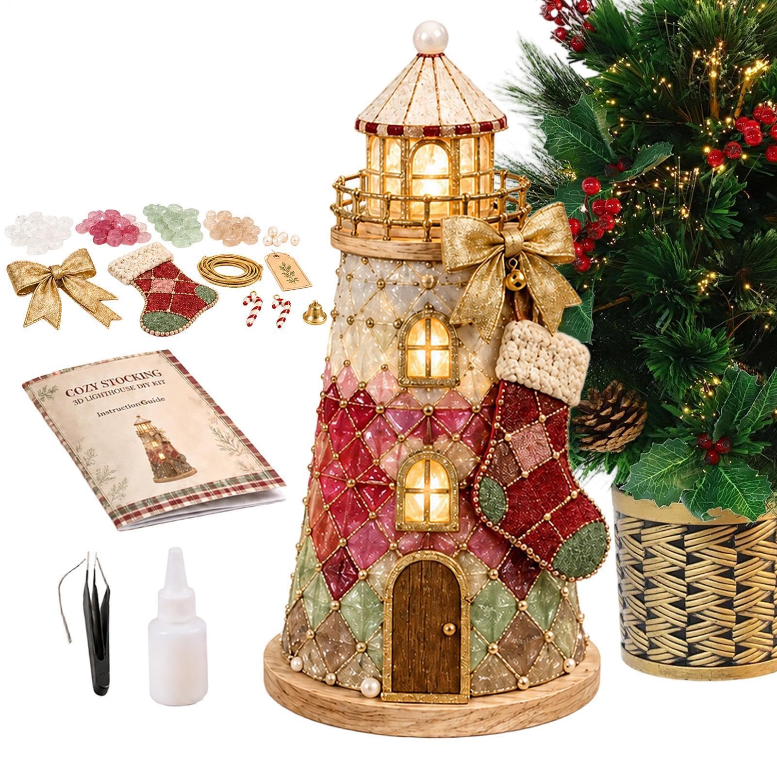Kit Arte di Mare Natalizio Decorazioni Natalizie con Torre Luminosa 3D