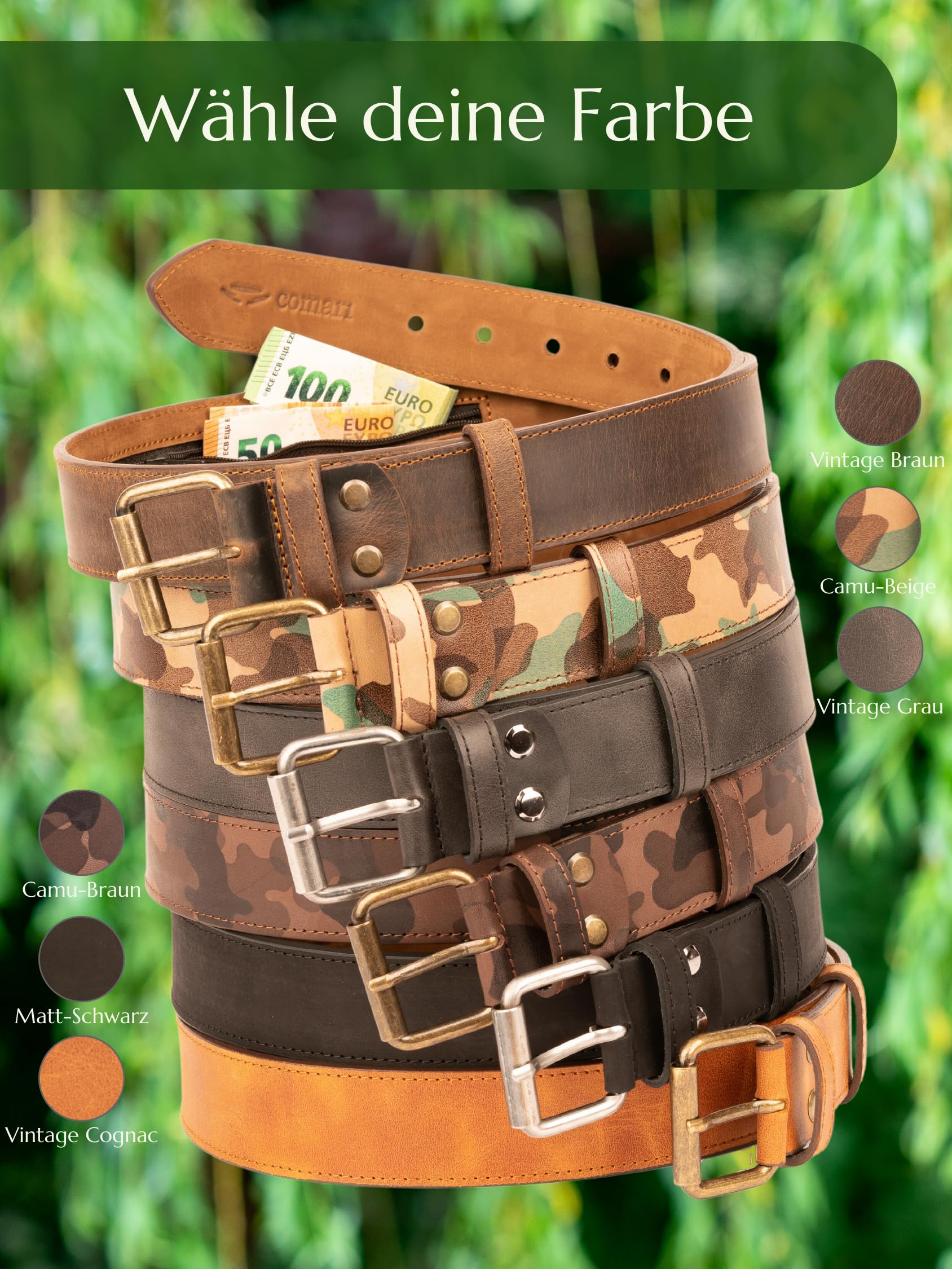 Ceinture de voyage en cuir de qualité supérieure pour homme avec compartiment secret