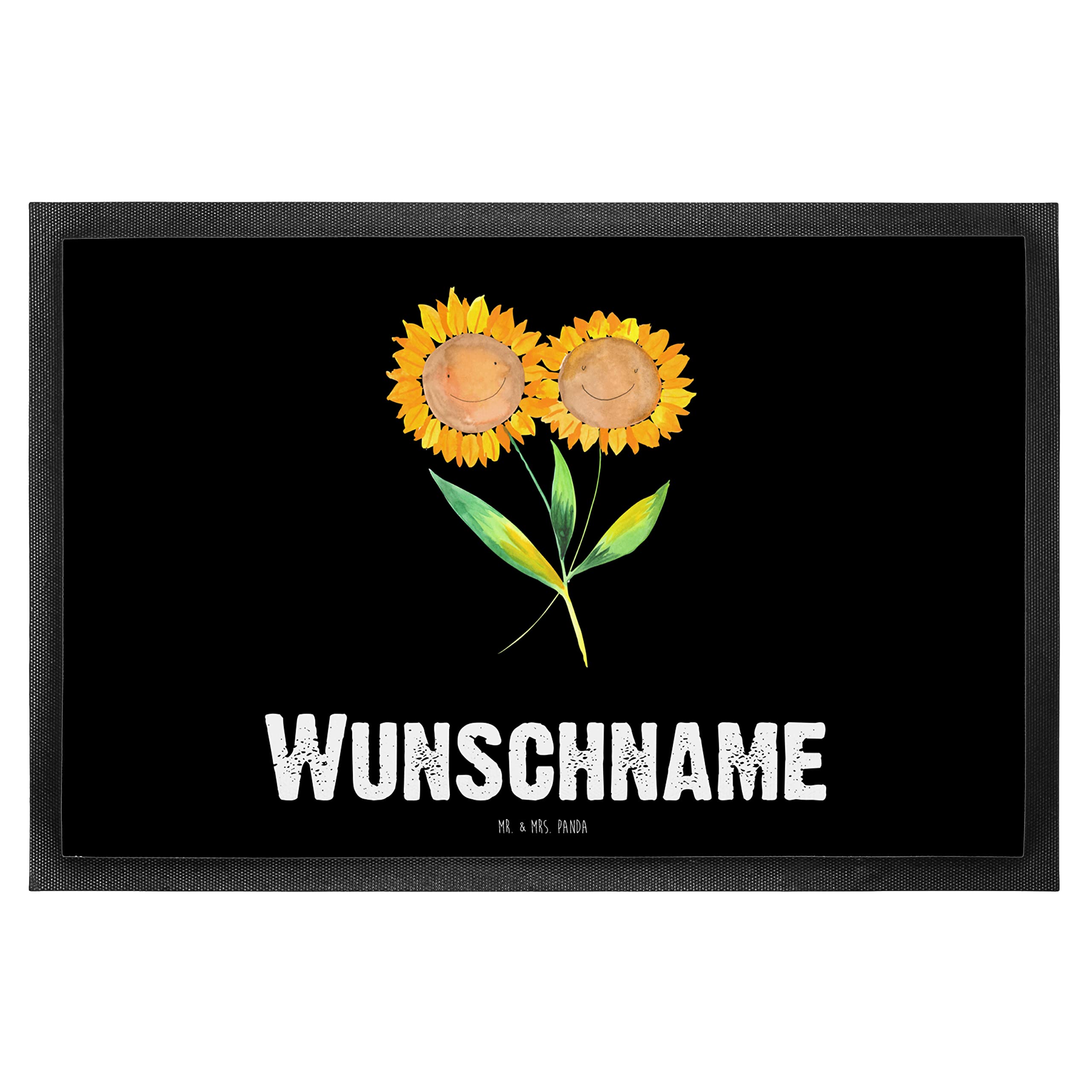Mr. & Mrs. Panda Personalisierte Fußmatte Blume Sonnenblume 40 x 60 cm - Geschenke, Individuelle, Sonnenblumen, Freundin, personalisierbar, Zusammen, Vertrauen, Garten, Fussmatte personalisiert