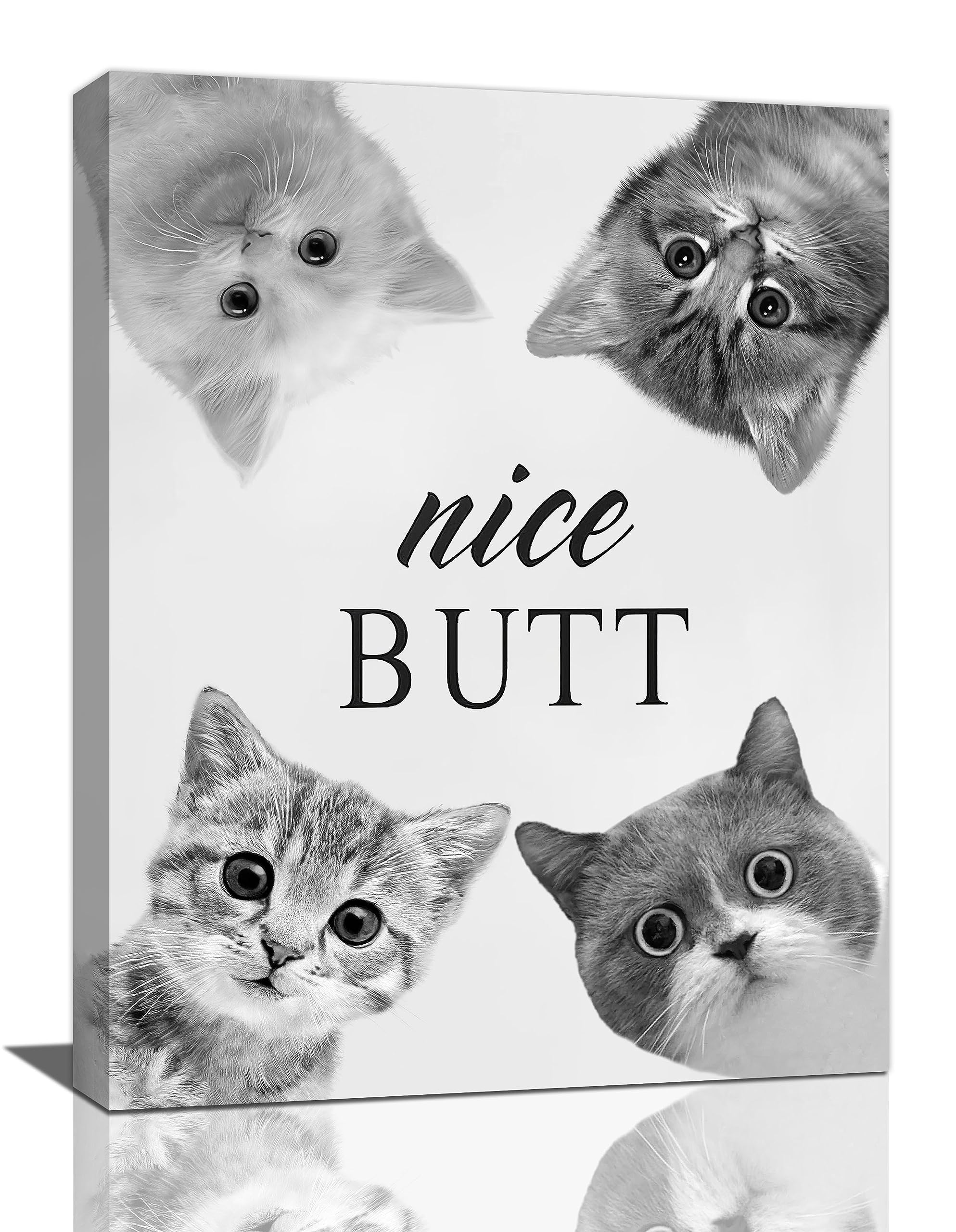 LMYSXAOZ Cat Bathroom Wall Art - Cute Pictures and Funny Canvas Prints Framed Artwork Paintings for Home Office Decorations 12"x16"