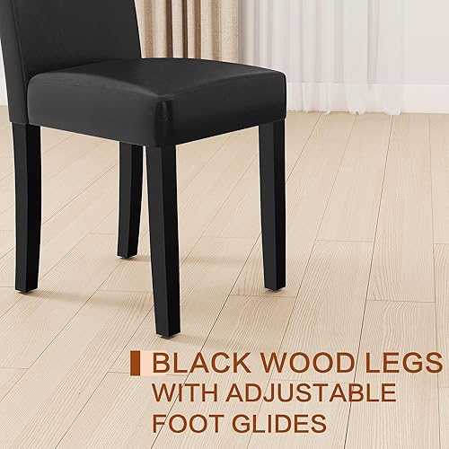 Miniatura 6 de thksbought Juego de 6 sillas de comedor modernas tapizadas de poliuretano, sillas de cocina y comedor de diseño elegante con respaldo alto, patas de