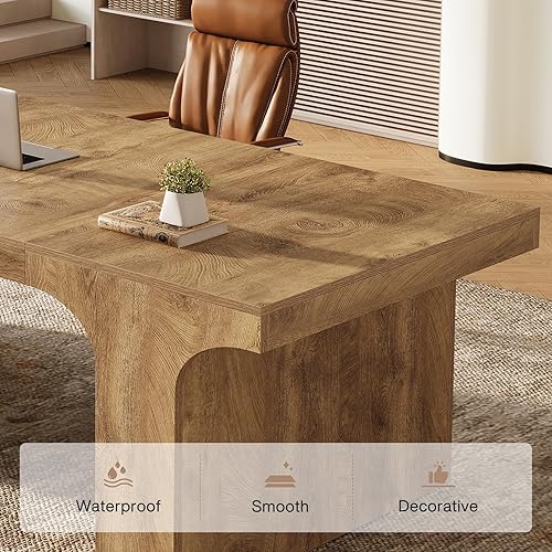 Miniatura 8 de Tribesigns Escritorio de oficina ejecutivo de 70.87 pulgadas, escritorio grande para computadora de espacio de trabajo, mesa de escritura de madera