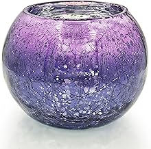 HERCHR Mosaic Glass Candle Holder,4.33in width Tea Light Holder Decorative Round Bowl Votive Candle Holder Handmade Romantic Tealight Holders,Scented Candle Holder Scented Candle Holder