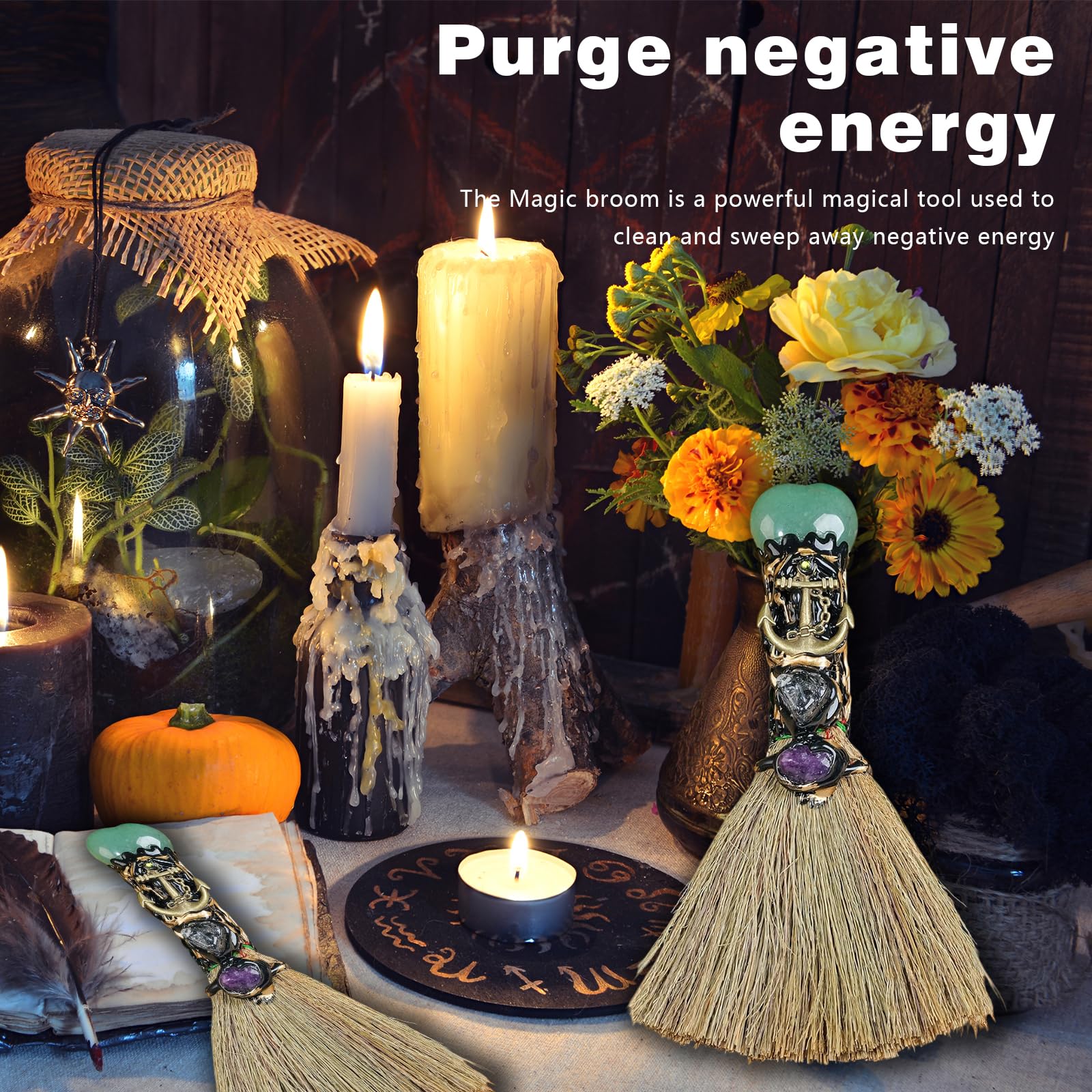 Balai de sorcière, Balai d'autel, Païen, Wicca, Balai de protection, Fournitures d'autel, Balais faits main, Artisanat d'Halloween sur la wicca - France