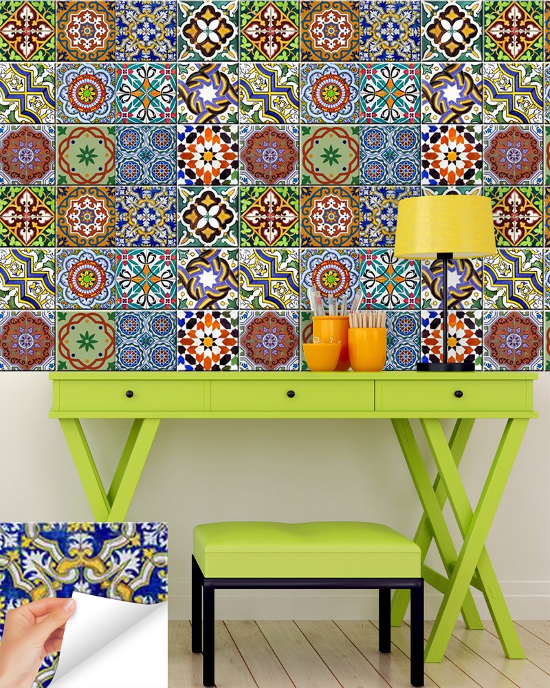 Diseño De Cocina DIY 24 Pegatinas De Azulejos Estilo Talavera Mexicana Pegatinas Para Salpicadero Mixtas Vintage Calcomanías De Cocina Baño Calcomanías De Escalera D - México
