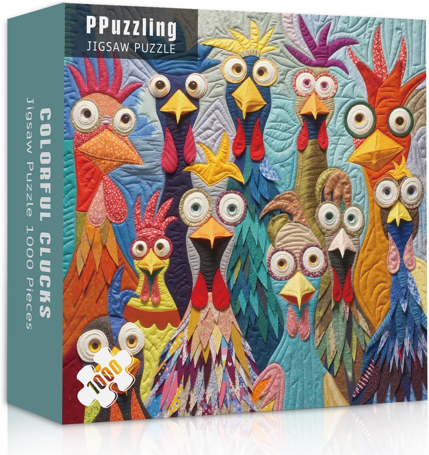 Colorful Chickens Puzzles for Adults 1000 Pieces, Happy Chicken Family Jigsaw Puzzles, Challenging Cute Animal Puzzle as Home Wall Art