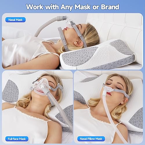 Miniatura 4 de Almohada CPAP para personas que duermen de lado y espalda, almohadas nasales para reducir las fugas de aire, enredos de manguera, hacer presión,