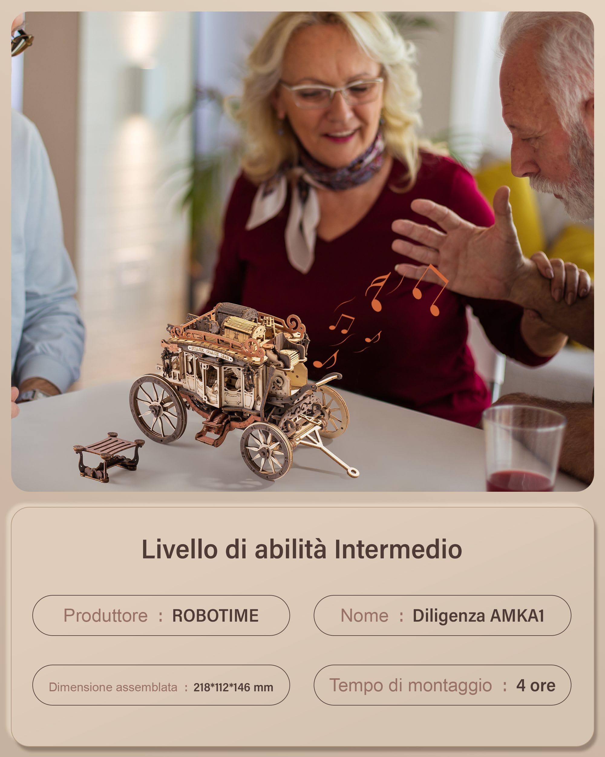 ROBOTIME Puzzle 3D Legno Carillon, Modellismo da Costruire Adulti, Regali per Adolescenti