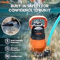 Vista 5 de Cleartide Bomba de sumidero sumergible, bomba de agua utilitaria de 1/4 HP para drenaje de piscinas, jacuzzi, sótano, motor 100% de cobre, bomba