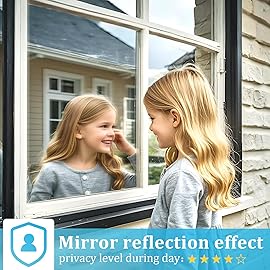 Coavas One Way Window Privacy Film, Reflective Window Tint for Home See Out Not in, Sun Blocking Anti UV Static Cling Glass Windows Door Coverings for Winter, 17.5x78.7 Inch