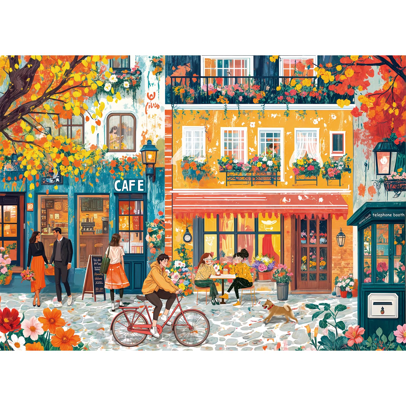 HUADADA 500 Piece Jigsaw Puzzles for Adults Puzzle game 500 piece difficult jigsaw puzzles for adults Family Decoration Puzzle-Romantic Street(No partitioned areas on the back)