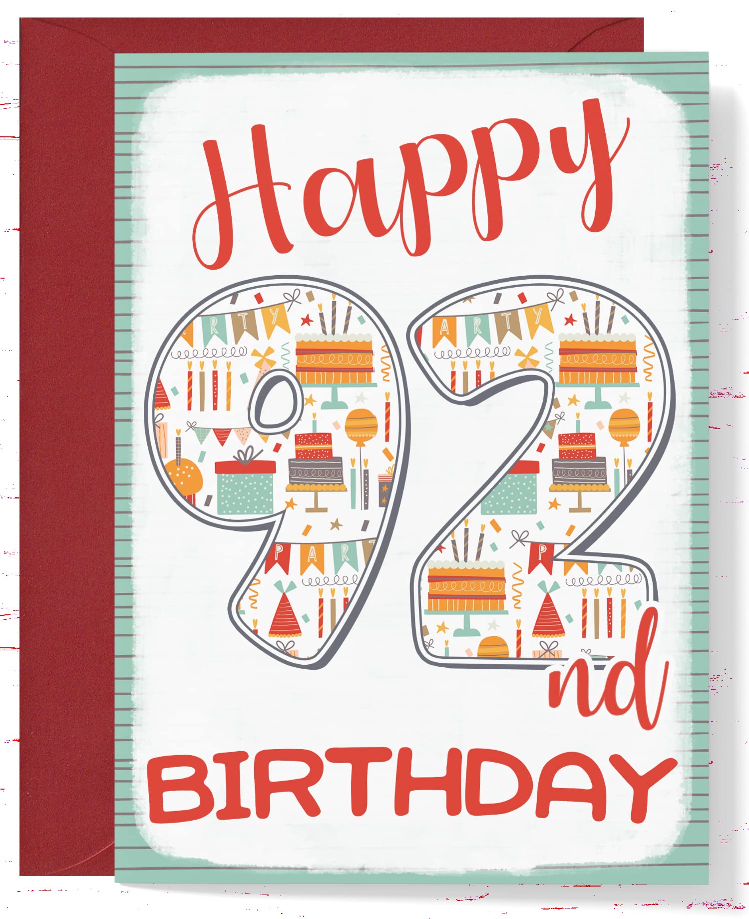 Amazon.com : Happy 92nd Birthday Card, Birthday Card for 92 Year Old for  Him for Her : Office Products