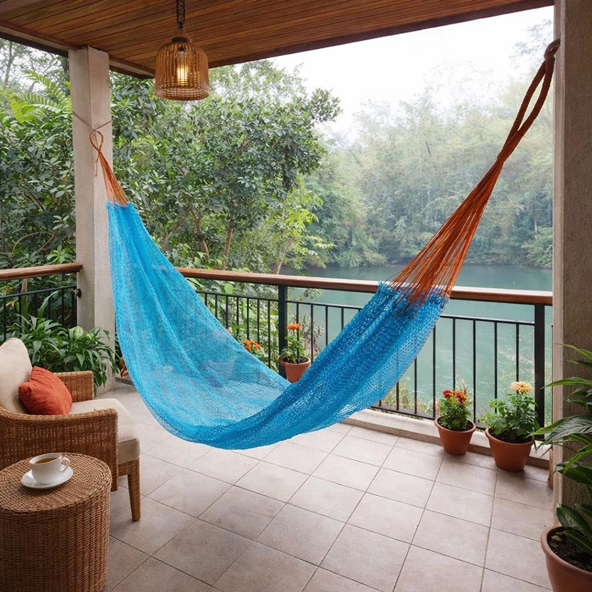 Nylon Rope Hammock Swing Hanging Net Mesh Sleeping Bed for Adults Outdoor Garden - 10 ft-image-33