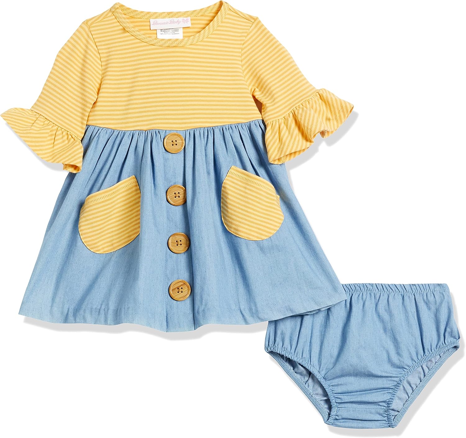 Bonnie Jean カジュアルドレスKnit to Woven Empire Dressベビーガール。