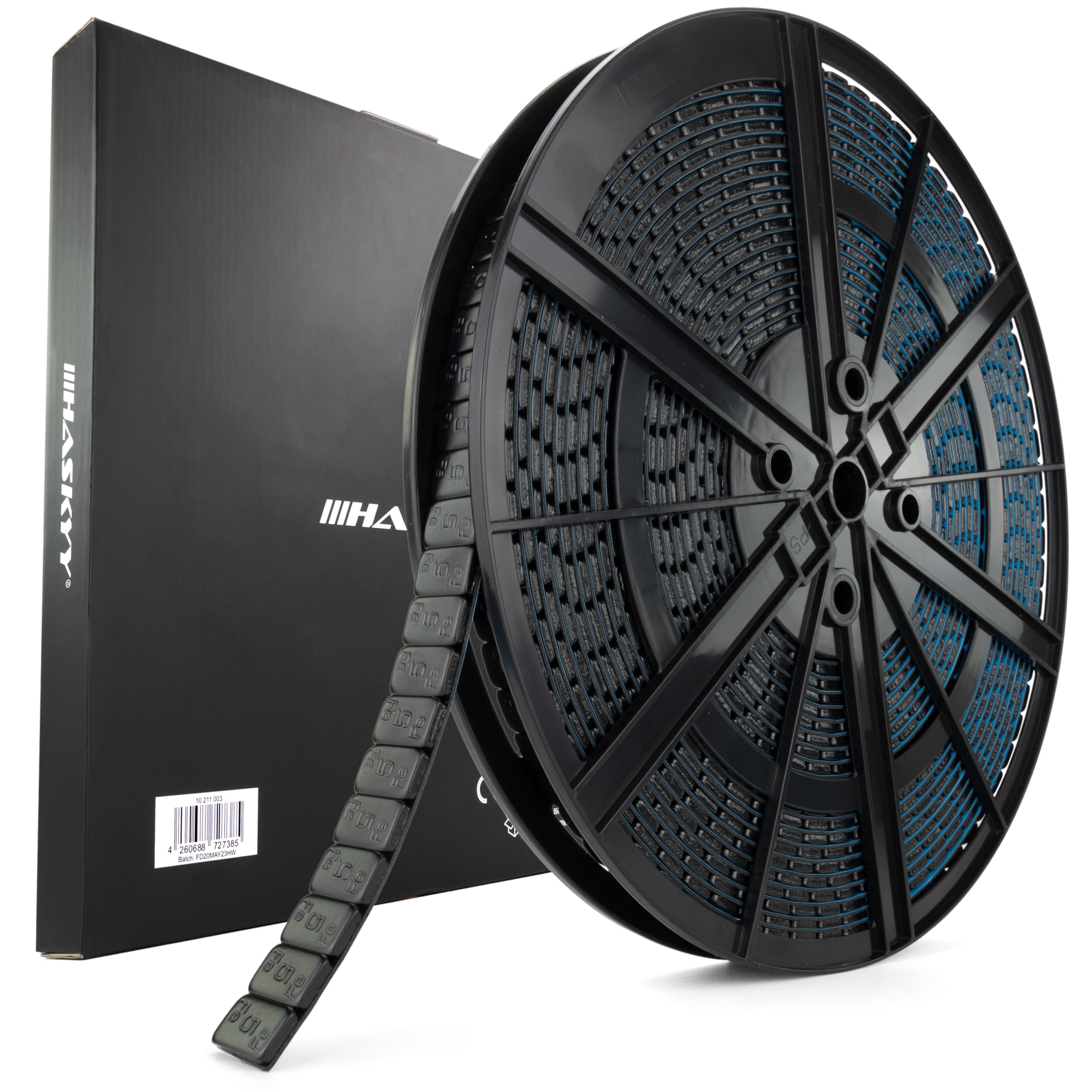 HASKYY 5kg Auswuchtgewichte Klebegewichte Selbstklebend 1000x5g Schwarz Rolle Gewichte Abrisskante Wuchtgewichte 19mm Länge Kleberiegel für Stahl- und Alufelgen - PKW, SUV & Motorrad