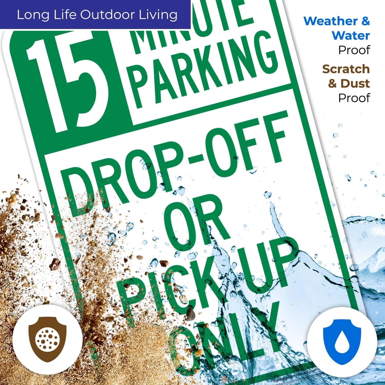 Dropoff Or Pickup Only 15 Minute Parking Sign, 12x18 Inches, Rust Free .063 Aluminum, Fade Resistant, Made in USA