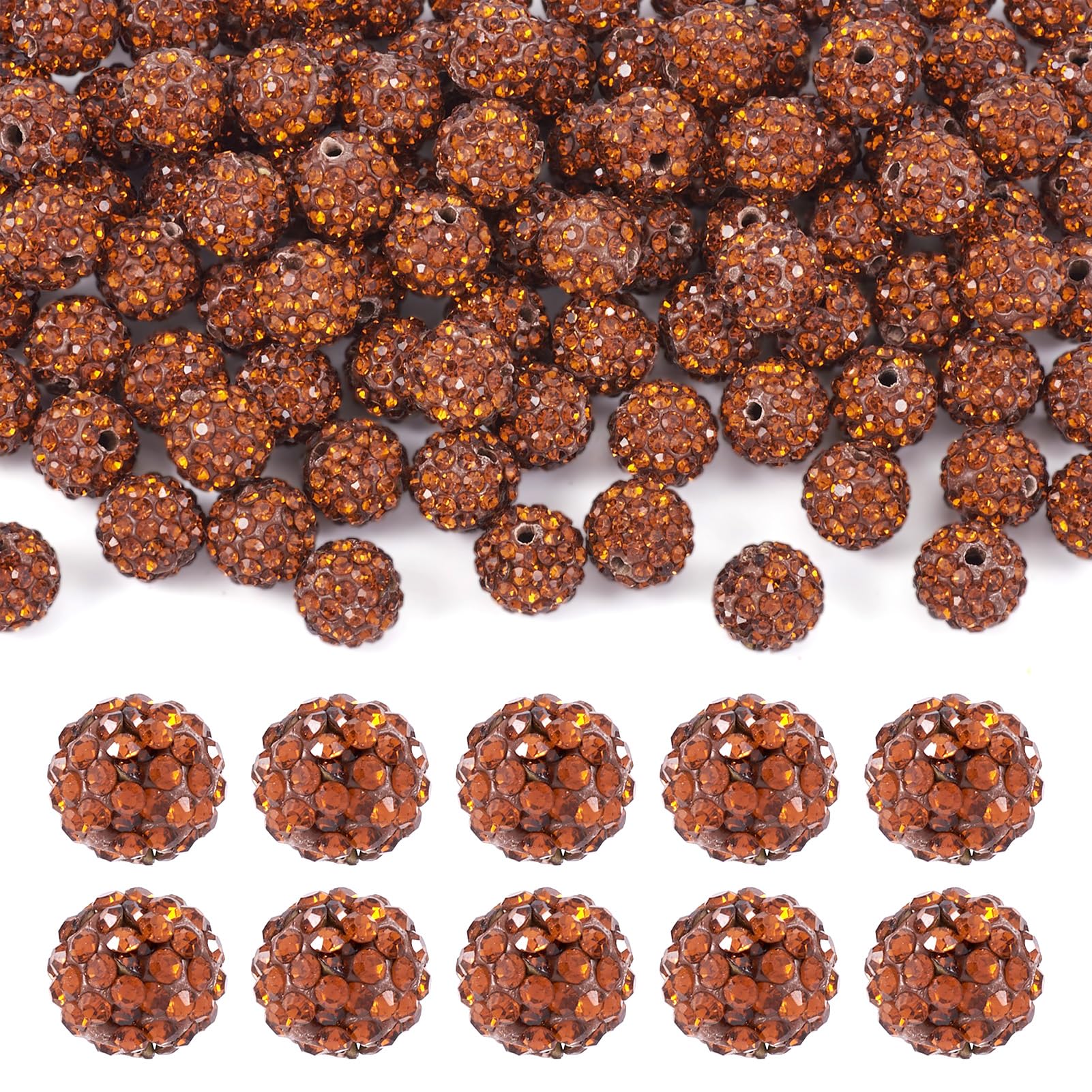Perles rondes en argile polymère 10 mm marron pour fabriquer des bracelets uniques