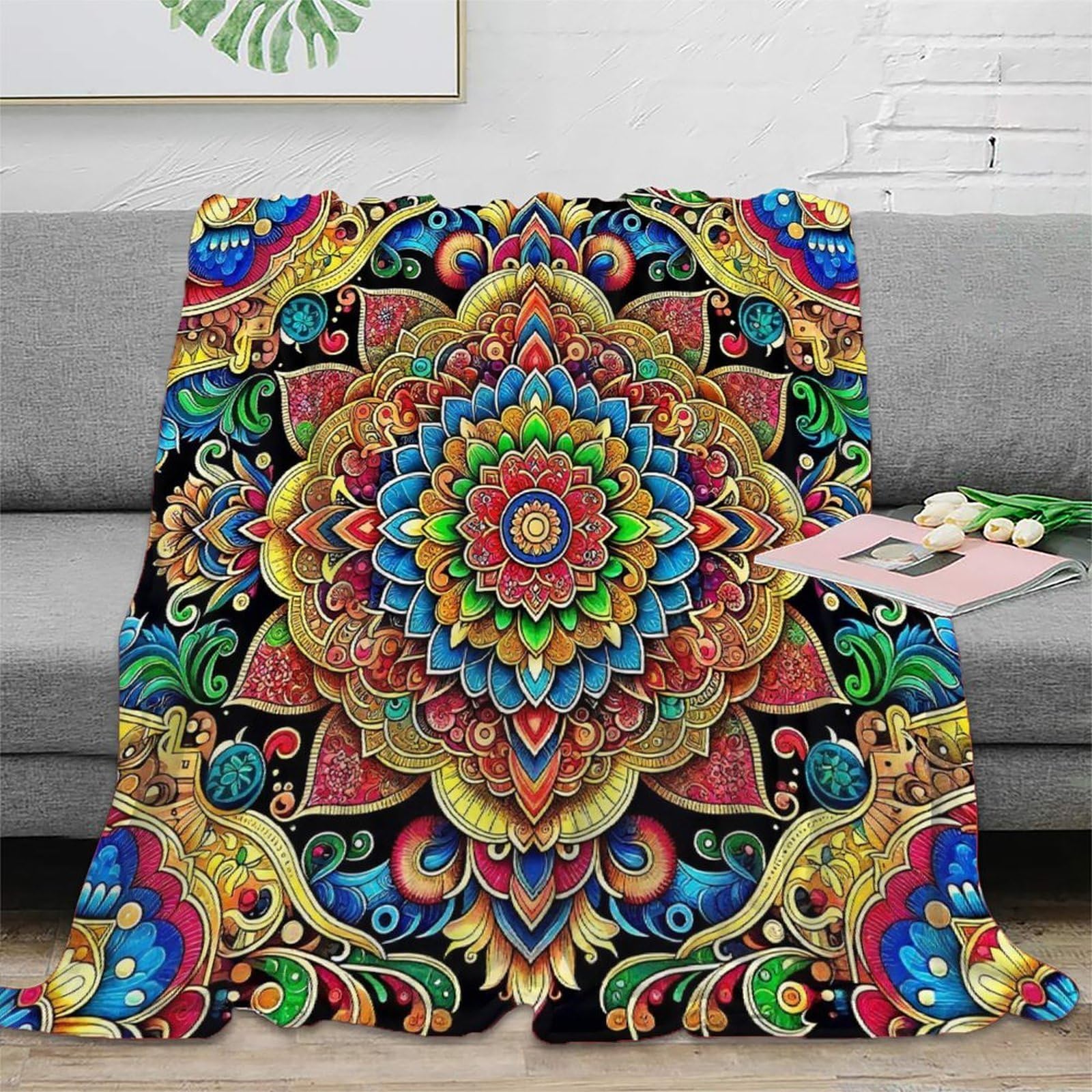 Couverture chaude en microfibre douce avec imprimé fleuri 3D