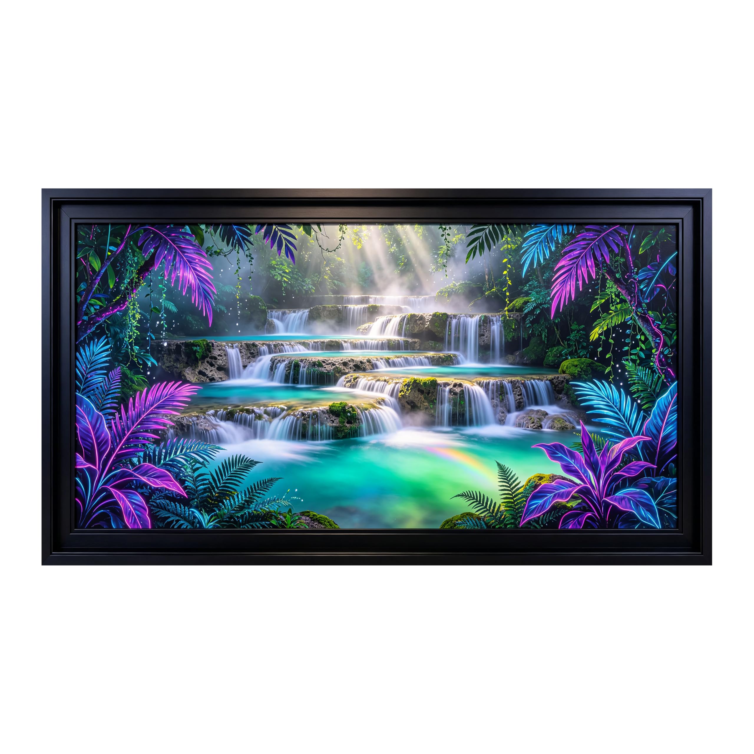 Yzpallescene Art260711244 3D Framed Wall Art Tropical Waterfall Jungle Surrealism Large Size Selfadhesive Removable Wall Decor Prints Artwork For Living Room Bedroom Office