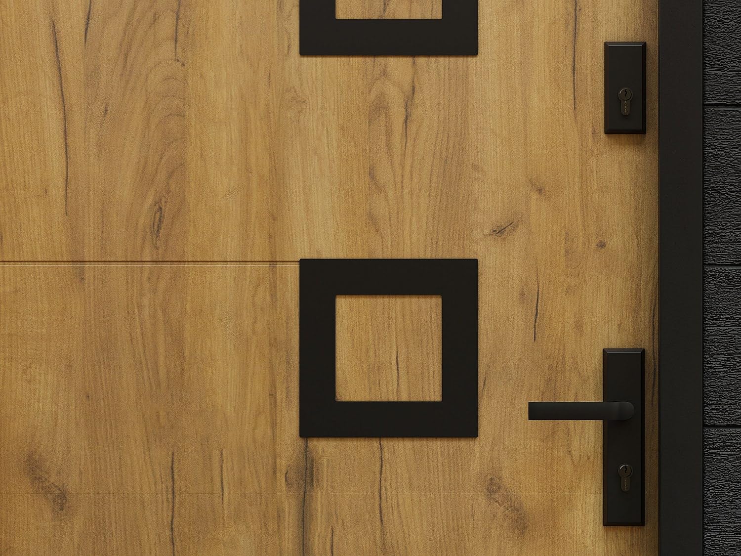 Vente-unique - Puerta de entrada de acero con inox 207 x 100 cm efecto roble - izquierda - TIFANA