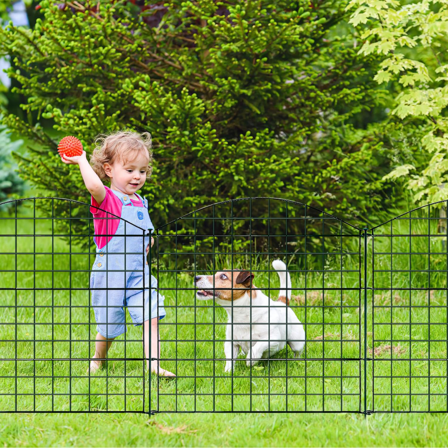 10x Set completo per recinzione da stagno - Recinzione da giardino in metallo con 22 elementi - Recinzione per il giardino, set di recinzione a griglia - Recinzione per cani (10x arco superiore