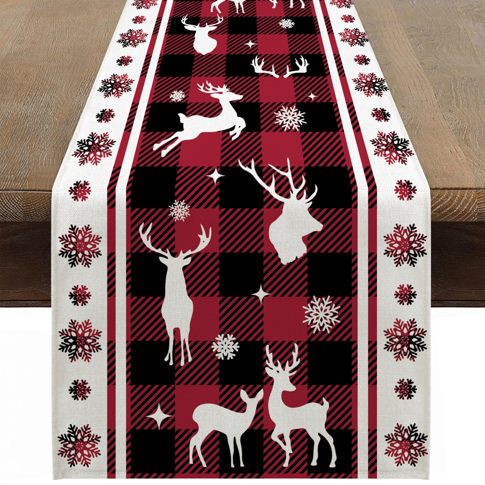 Chemin De Table De Noël En Lin - 33 X 183 Cm - Décoration De Table Fêtes - Lavable En Machine - Pour Intérieur Et Extérieur