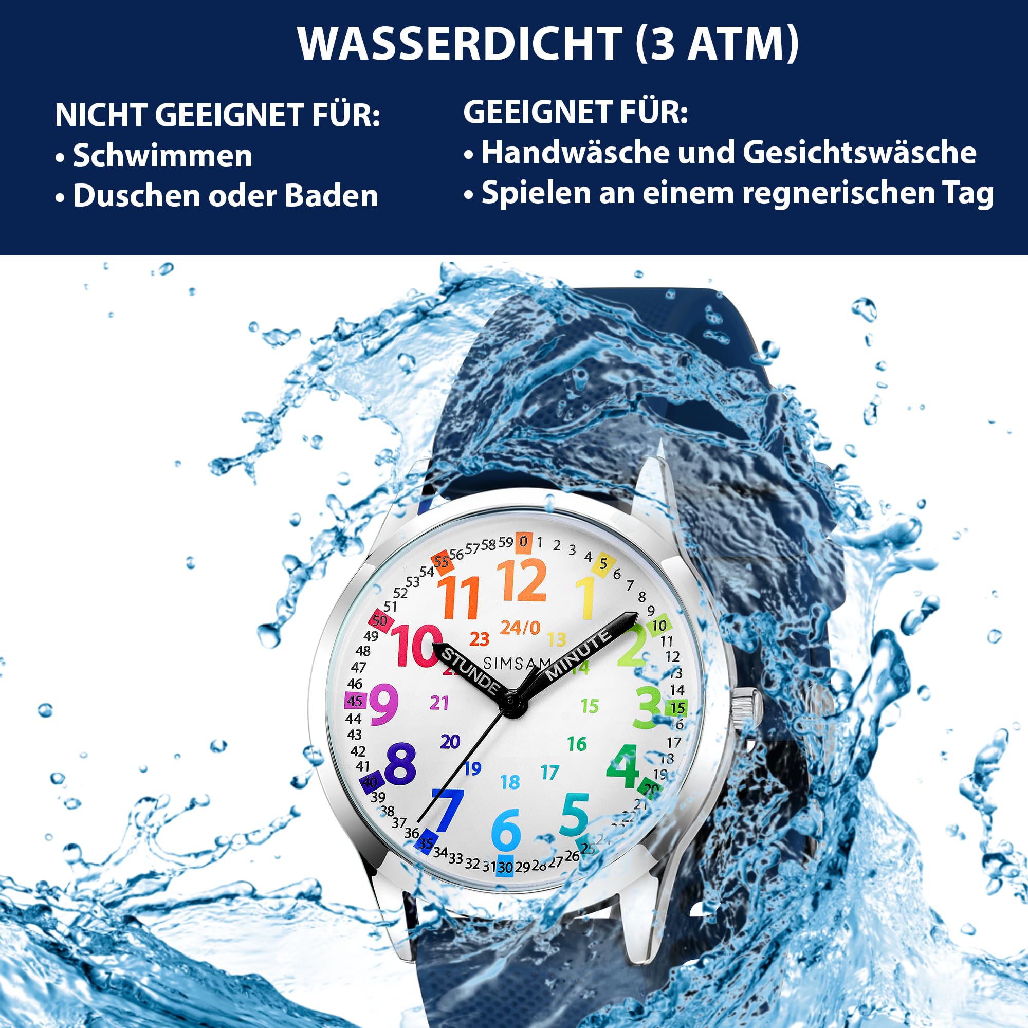 SIMSAM Kinderuhr Junge ab 6, Lernuhr Kinder Uhr ab 8, Kinderuhr Mädchen 10 Jahre, Armbanduhr Kinder Uhren für Jungs 12 Jahre, Armbanduhr Mädchen Jungen, Kids Watch, Kinderuhren