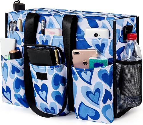 Miniatura 2 de Bolsa de mano resistente al agua con 19 bolsillos exteriores e interiores, bolsa grande para mujeresprofesorestrabajo