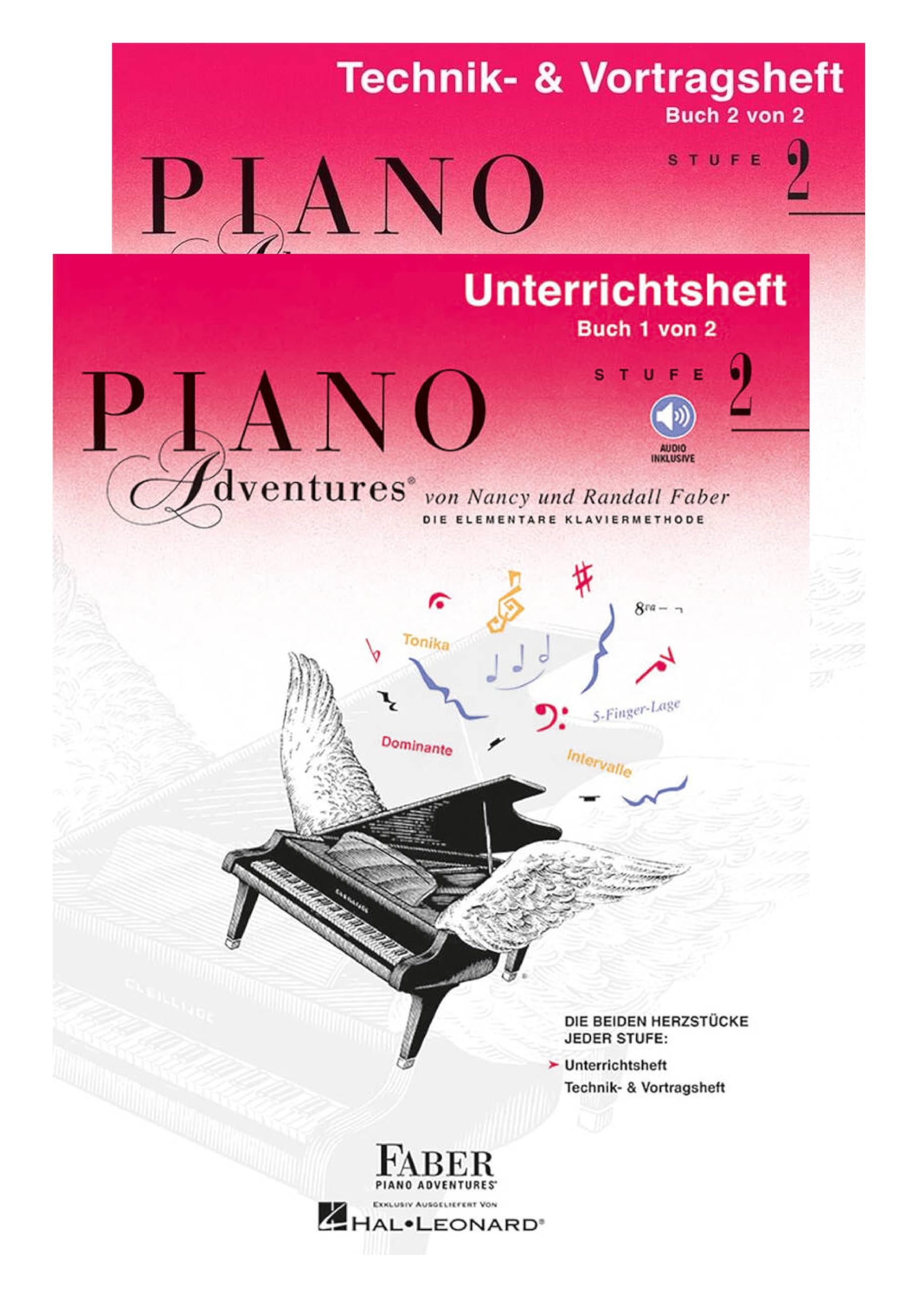 Nancy Faber: Piano Adventures - Unterrichtsheft + Technik- & Vortragsheft Stufe 2 (Set), Ausgabe inkl. Notenheft (Musiknoten/sheet music), 9781616776770 + 9781616776794, HL00147124 + HL00147126