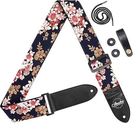 AMUMU タンチョウ ギターストラップ / AMUMU Peony Crane Guitar Strap for Acoustic Guitar Electric Guitar and Bass Guitar - 2 inches Wide
