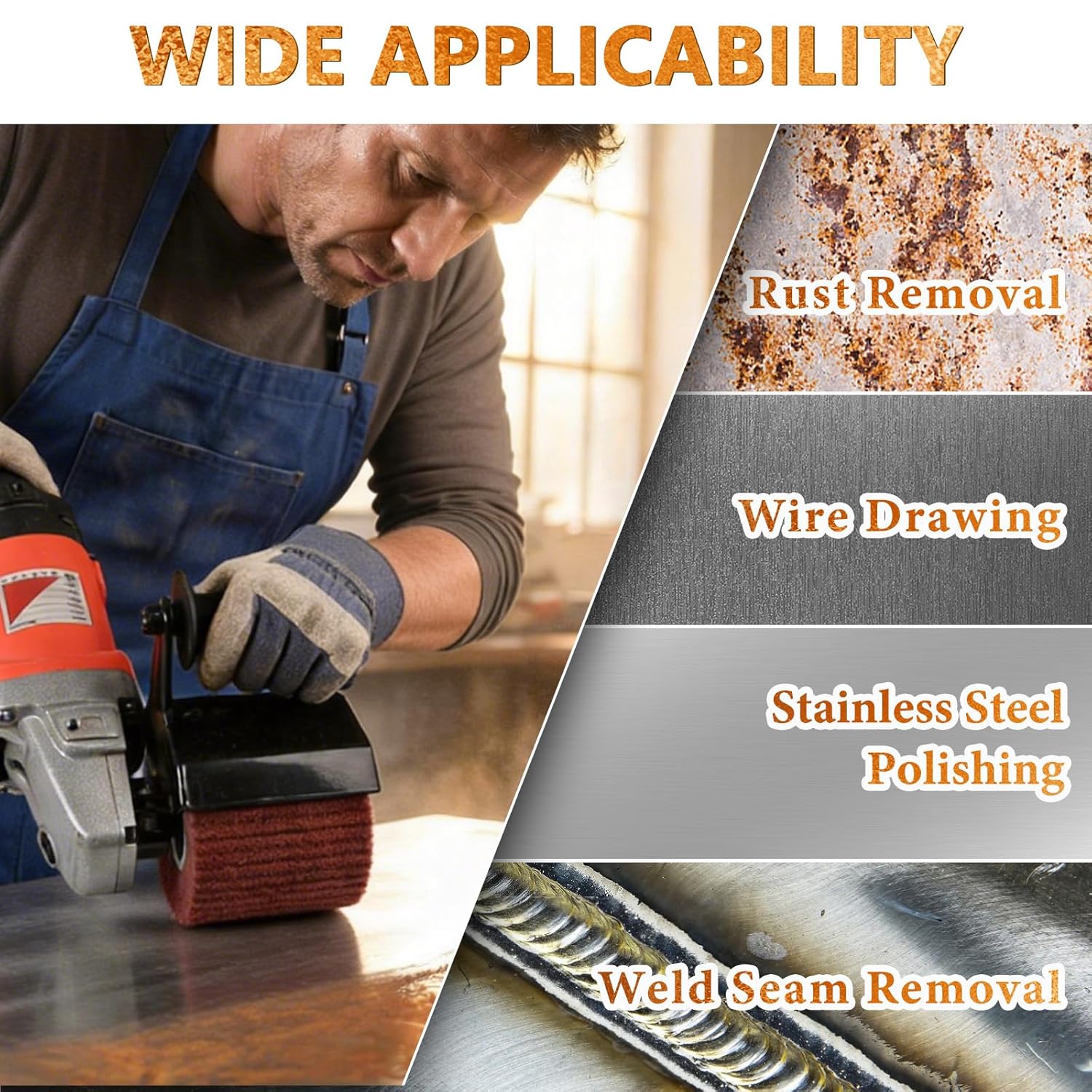 4 Pcs Surface Conditioning Tool, 60 80 120 180 Grit 4.7" x 4" Abrasive Drawing Burnishing Drum for Metal Stainless Steel Wood